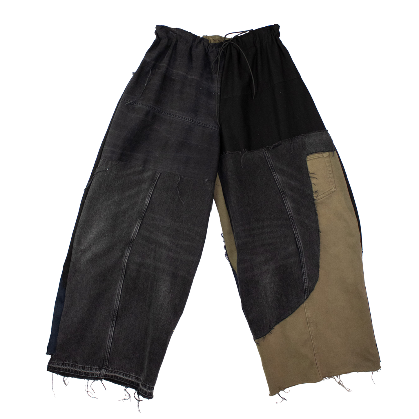 Pantalon patchwork upcyclé large — pièce unique denim et coton recyclés | Noussom