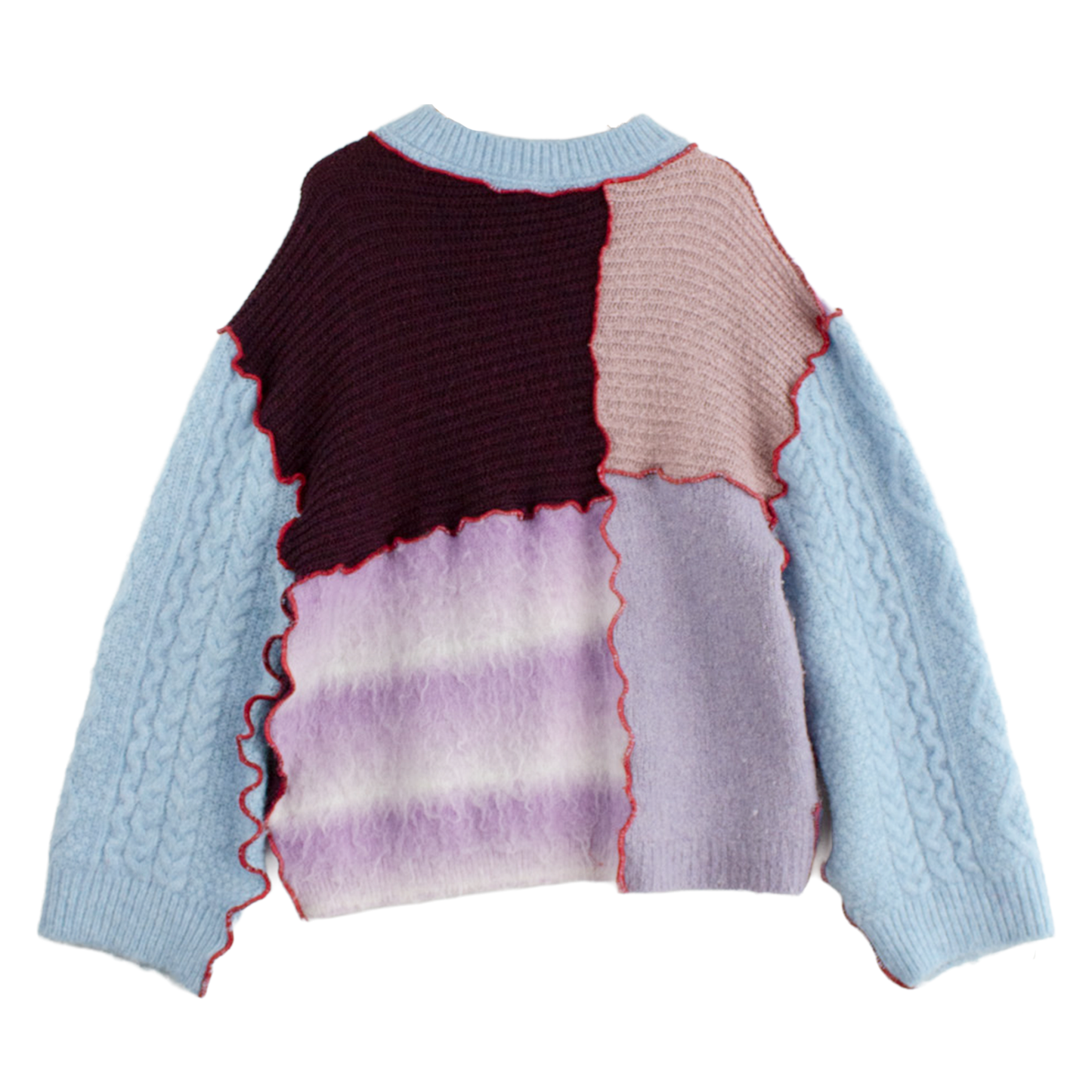 Pull patchwork upcyclé multicolore — pièce unique en maille recyclée | Noussom
