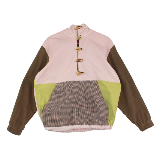 Veste patchwork upcyclée à capuche — pièce unique recyclée | Noussom