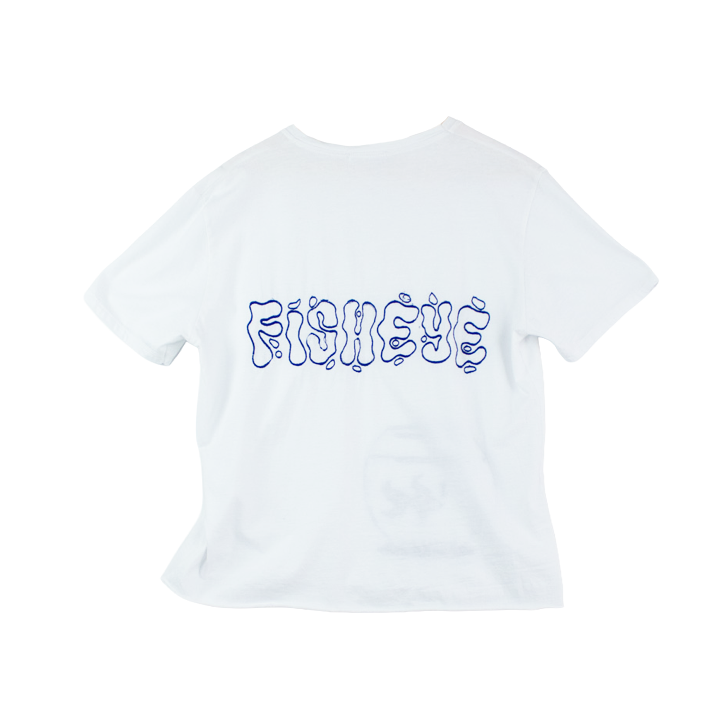 Haut crop « Fish Eye » blanc — broderie bleue | Noussom
