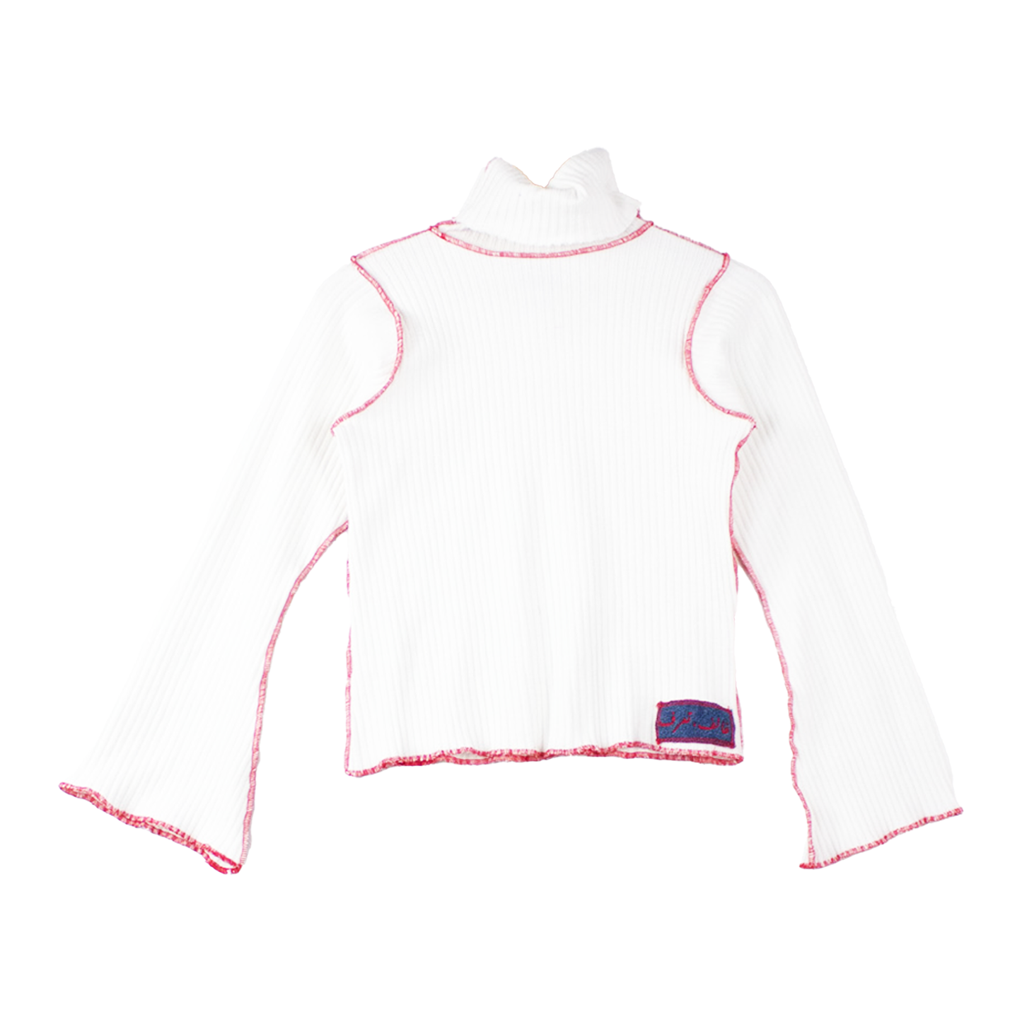 Top col roulé upcyclé blanc — pièce unique maille recyclée | Noussom