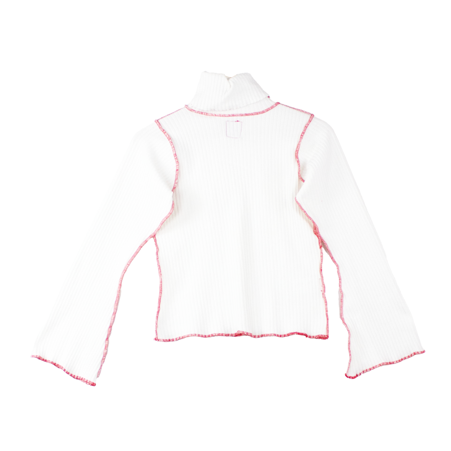 Top col roulé upcyclé blanc — pièce unique maille recyclée | Noussom